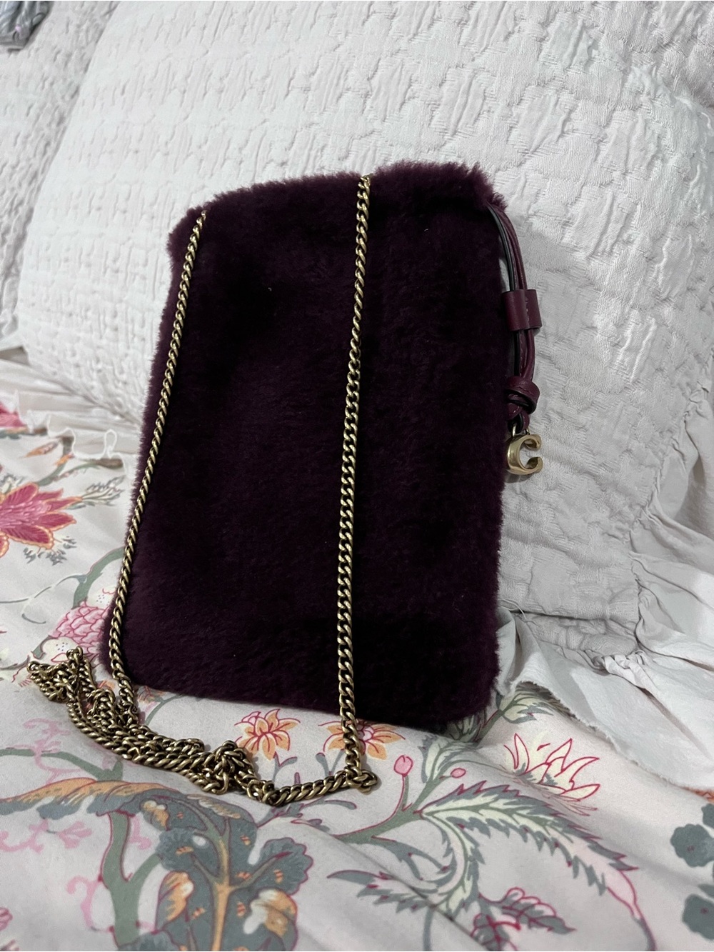 Coach Sangria Drawstring Pouch in Shearling